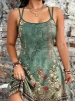 Elorivane Plus Size Women Letter Print Casual Cami Dress for Daily Date - Image 10