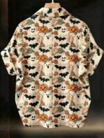 Elorivane Plus Size Halloween Bat & Pumpkin Print Shirt - Image 20