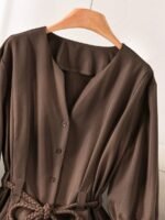 Elorivane Plus Size Brown Business Casual Top, Waist-Cinching, Office Brunch Evening Summer Blouse - Image 4