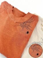 Elorivane Women's Spider Embroidered Tee, Casual Halloween Spooky Style - Image 2