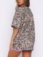 Elorivane Women's California City Leopard Print Tee, Y2K Minimalist Casual - Image 3
