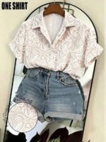 Elorivane Plus Size Halloween Bat & Pumpkin Print Shirt - Image 7