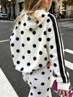 Elorivane Women's Polka Dot Striped Y2K Sweatshirt, Drop Shoulder Casual - Image 8