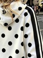 Elorivane Women's Polka Dot Striped Y2K Sweatshirt, Drop Shoulder Casual - Image 3