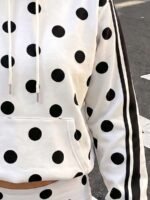 Elorivane Women's Polka Dot Striped Y2K Sweatshirt, Drop Shoulder Casual - Image 4