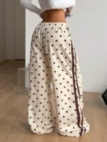 Elorivane Women Brown Polka Dot Parachute Pants, Wide Leg Athleisure Casual Trousers - Image 26