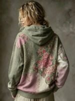 Elorivane Plus Size Women Vintage Floral Print Long Sleeve Sweatshirt, Autumn Winter Casual - Image 2
