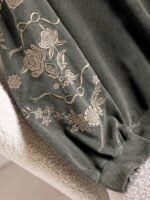 Elorivane Plus Size Floral Embroidery Sweatshirt, Crew Neck Long Sleeve Elegant Top, Spring Fall - Image 19
