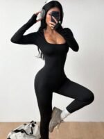 Elorivane Women Leopard Print Bodycon Jumpsuit, Vintage Chic Y2K Streetwear Outfit - Image 10