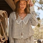 Elorivane Women Plaid Floral Collared Top, Button Front Long Sleeve Western Cowgirl Fall Winter Festival Shirt