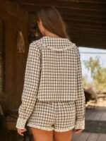 Elorivane Women Plaid Floral Collared Top, Button Front Long Sleeve Western Cowgirl Fall Winter Festival Shirt - Image 4