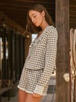 Elorivane Women Plaid Floral Collared Top, Button Front Long Sleeve Western Cowgirl Fall Winter Festival Shirt - Image 5