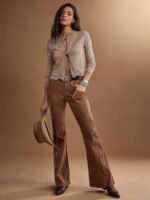 Elorivane Women Black Studded Flared Denim Jeans, High Rise Western Cowgirl Fall Winter Rodeo Festival Pants - Image 19