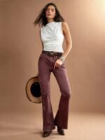 Elorivane Women Black Studded Flared Denim Jeans, High Rise Western Cowgirl Fall Winter Rodeo Festival Pants - Image 25