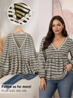 Elorivane Plus Jacquard Top, Apricot Lace Trim Fall Blouse - Image 12