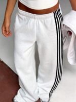 Elorivane Women's Grey Wide Leg Sweatpants, Drawstring Waist Casual Commute Trousers Autumn - Image 3