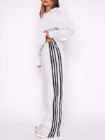 Elorivane Women's Grey Wide Leg Sweatpants, Drawstring Waist Casual Commute Trousers Autumn - Image 7