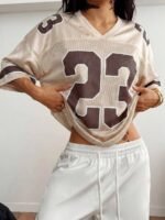 Elorivane Unisex Khaki Number Graphic T-Shirt, Loose V-Neck Y2K Streetwear Short Sleeve Top - Image 17