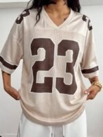 Elorivane Unisex Khaki Number Graphic T-Shirt, Loose V-Neck Y2K Streetwear Short Sleeve Top - Image 18