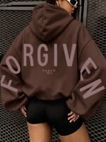 Elorivane Women's FORGIVEN Christian Hooded Sweatshirt, Cozy Casual Long Sleeve - Image 32