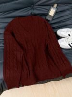 Elorivane Women's Minimalist V-Neck Loose Knit Sweater | Low-Key Vintage Brown Pullover Fall - Image 20