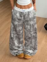 Elorivane Women Olive Green Plaid Cargo Pants, Wide Leg Fold Waist Y2K Hip Hop Trousers - Image 16