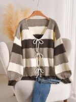 Elorivane Plus Size Heart Knit Cardigan, French Elegant Floral Sweater, Autumn Winter Outerwear - Image 9