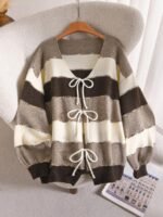 Elorivane Plus Size Heart Knit Cardigan, French Elegant Floral Sweater, Autumn Winter Outerwear - Image 11
