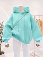 Elorivane Women Y2K Solid Color Hooded Pullover Sweatshirt, Casual Yellow Fall Back To School Hoodie - Image 57