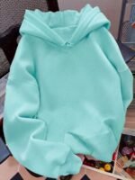 Elorivane Women Y2K Solid Color Hooded Pullover Sweatshirt, Casual Yellow Fall Back To School Hoodie - Image 58