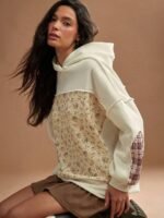 Elorivane Women Quilted Floral Plaid Patchwork Sweatshirt, Oversized Long Sleeve Western Cowgirl Fall Winter Casual Top