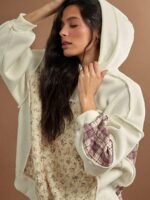 Elorivane Women Quilted Floral Plaid Patchwork Sweatshirt, Oversized Long Sleeve Western Cowgirl Fall Winter Casual Top - Image 3