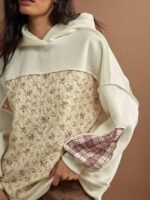 Elorivane Women Quilted Floral Plaid Patchwork Sweatshirt, Oversized Long Sleeve Western Cowgirl Fall Winter Casual Top - Image 6