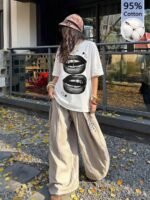 Elorivane Unisex Dark Grey Graphic T-Shirt, Oversized Cotton Y2K Grunge Streetwear Short Sleeve Top - Image 18