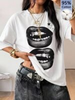 Elorivane Unisex Dark Grey Graphic T-Shirt, Oversized Cotton Y2K Grunge Streetwear Short Sleeve Top - Image 20