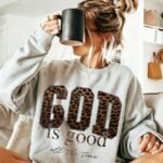 Elorivane Women's GOOD IS GOOD Leopard Print Sweatshirt, Casual Back To School