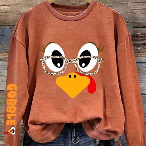 Elorivane Women's Thanksgiving Funny Turkey Graphic Sweatshirt | Casual Holiday Party Fall Pullover