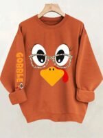 Elorivane Women's Thanksgiving Funny Turkey Graphic Sweatshirt | Casual Holiday Party Fall Pullover - Image 3