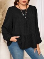 Elorivane Plus Size Kelly Green Blouse, Elegant Top for Office Tea Party Evening Fall Casual Wear - Image 14
