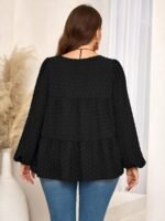 Elorivane Plus Size Kelly Green Blouse, Elegant Top for Office Tea Party Evening Fall Casual Wear - Image 15