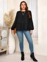 Elorivane Plus Size Kelly Green Blouse, Elegant Top for Office Tea Party Evening Fall Casual Wear - Image 17