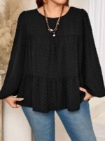 Elorivane Plus Size Kelly Green Blouse, Elegant Top for Office Tea Party Evening Fall Casual Wear - Image 16