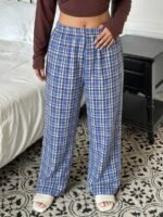 Elorivane Plus Size Plaid Pajama Pants, Elastic Waist Loose Casual Trousers - Image 20