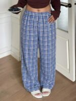 Elorivane Plus Size Plaid Pajama Pants, Elastic Waist Loose Casual Trousers - Image 22