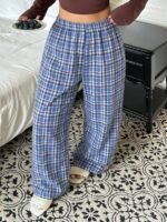 Elorivane Plus Size Plaid Pajama Pants, Elastic Waist Loose Casual Trousers - Image 16