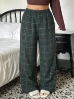 Elorivane Plus Size Plaid Pajama Pants, Elastic Waist Loose Casual Trousers - Image 12