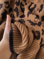 Elorivane Leopard Print Cardigan, Long Bell Sleeve Front Tie Bow Sweater, Brown Autumn Winter Daily Work Vacation Outerwear - Image 6