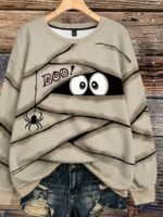 Elorivane Plus Size Letter Print Round Neck Sweatshirt for Autumn Winter Casual Wear - Image 28