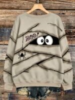 Elorivane Plus Size Letter Print Round Neck Sweatshirt for Autumn Winter Casual Wear - Image 27