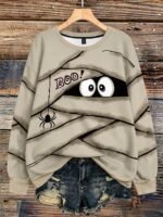 Elorivane Plus Size Letter Print Round Neck Sweatshirt for Autumn Winter Casual Wear - Image 26